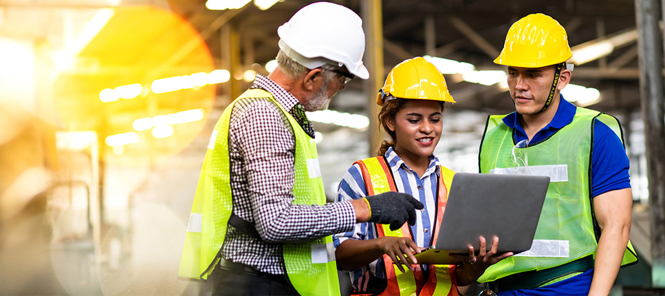 Workers wearing Hard Hats